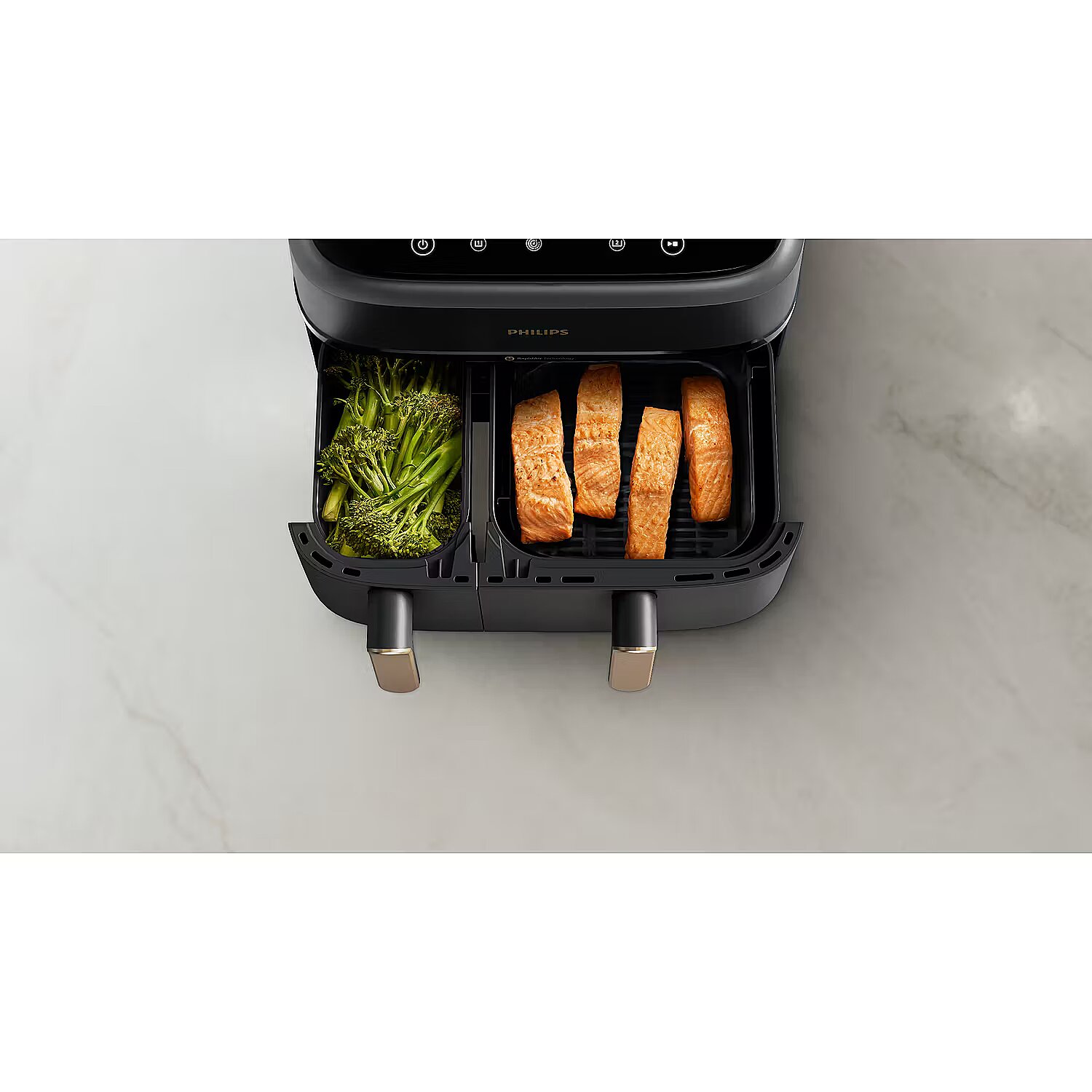 Philips 3000 Series Airfryer Dual Basket, 9L, Black/Gold (NA352/00)